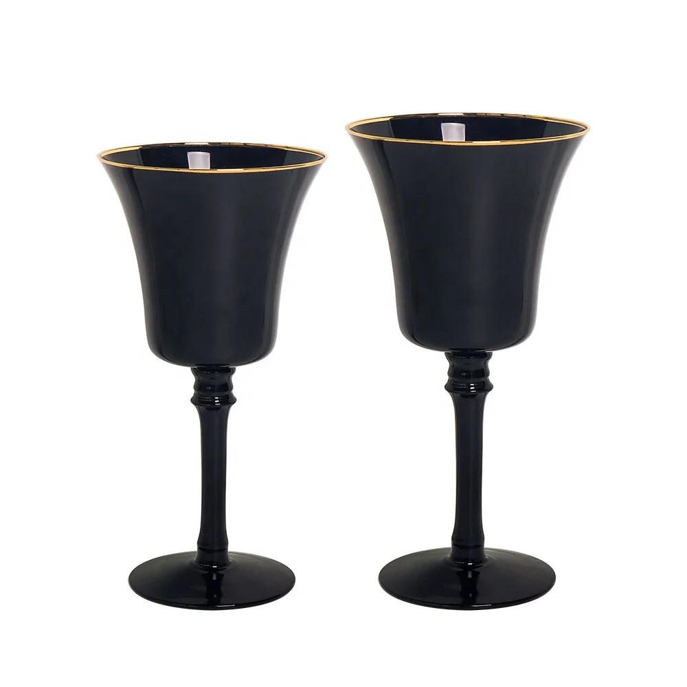 Telsen Tulip lead-free crystal White Pink Color Gold Rim Red Wine Goblet Glass cup For Wedding Homeware