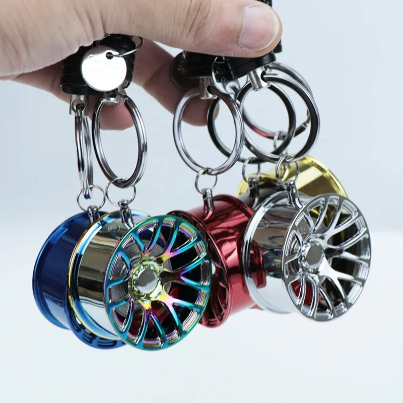 Car supplies wheel keychain with brake disc metal keychain modified car accessories JDM style accessories
