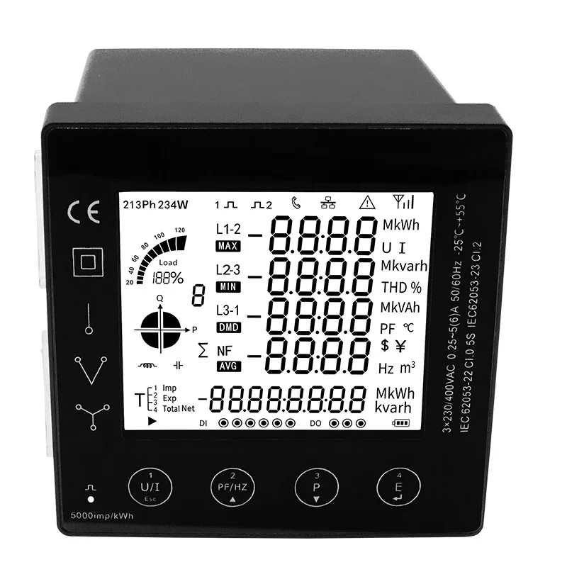96*96 мм RS485 Modbus RTU с трансформатором тока 5A CT Connect многофункциональная Панель питания 3-фазный счетчик энергии Smart Multi-Rat
