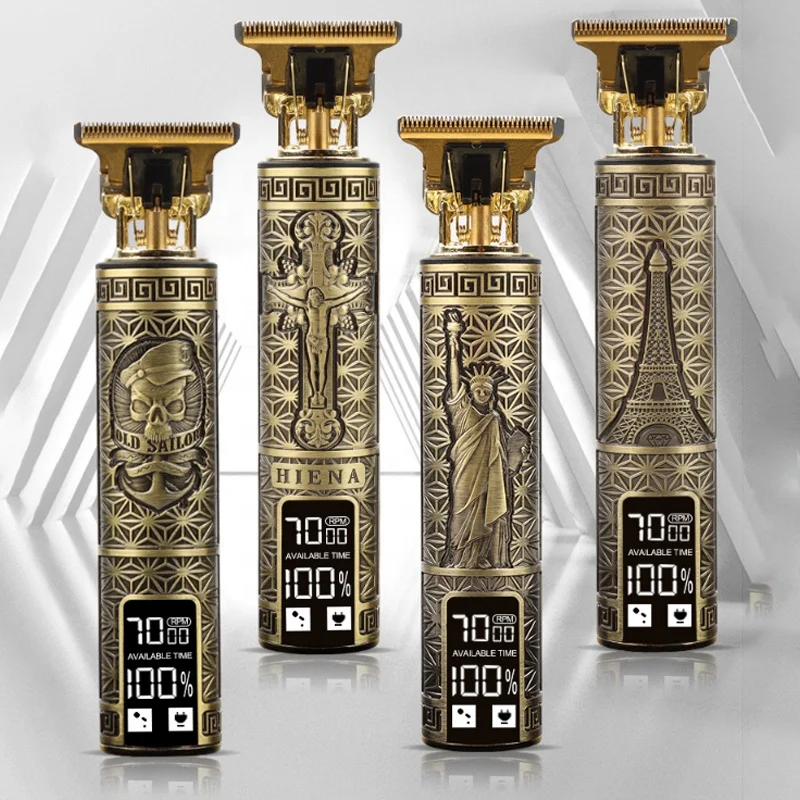 Mens Hair Trimmer Cordless LCD Hair Clippers Zero Gapped T-Blade USB Rechargeable Electric Hair Cutting