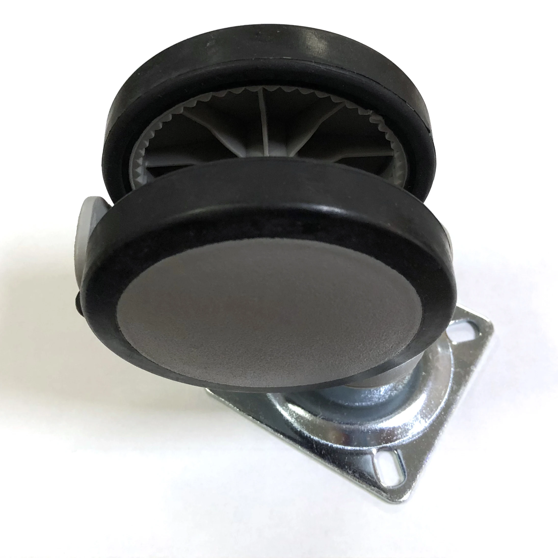 75mm Black Nylon Twin Wheels Swivel Caster 3 Inch Flat Wheel Castor with brake