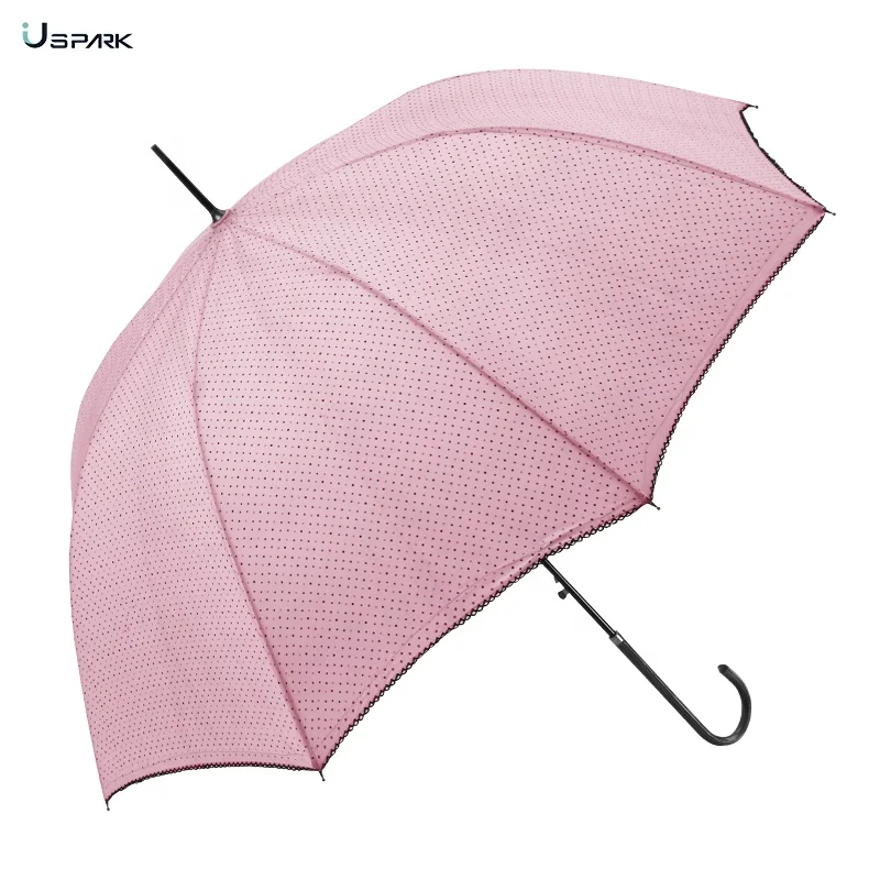 23inch Polka Lace Superfine Fashion Straight Umbrella For Women