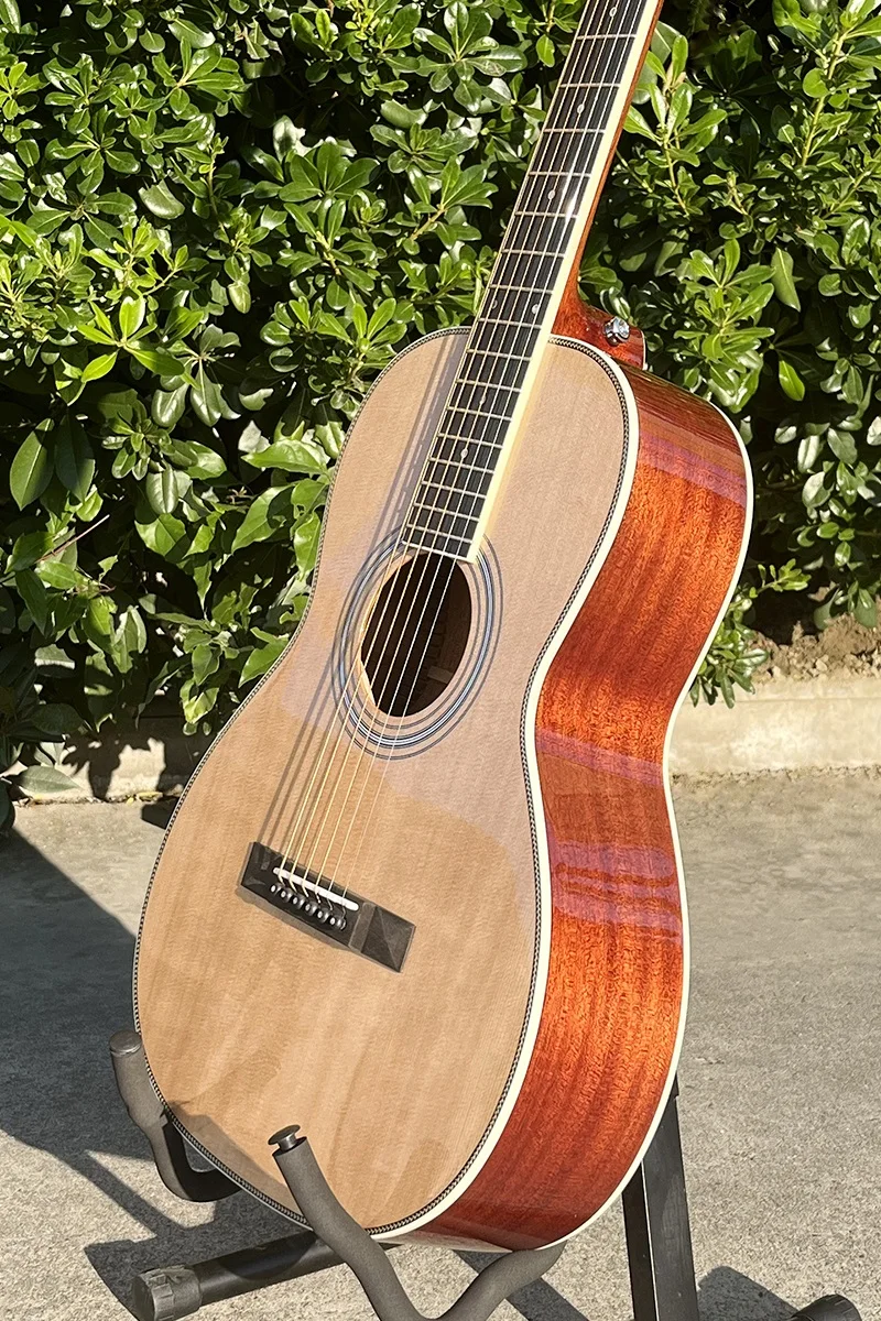 Aiersi brand 38 inch high quality all solid mahogany acoustic guitar with gloss painting