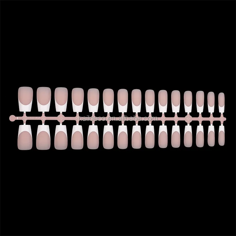 French Square Coffin Press On Artificial Nail Tips  Gel Style Pink White Color DIY Fingernail 30pcs/strip with 12 sizes
