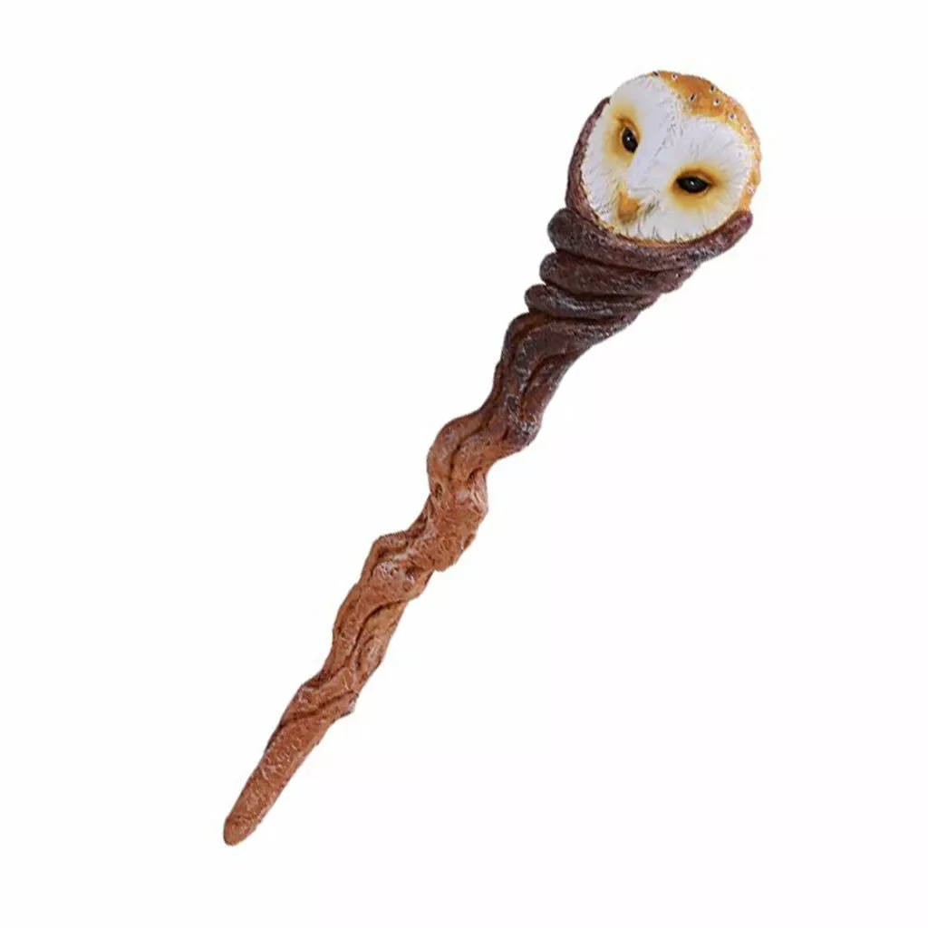 Customized Owl Resin Magic Wand Collectible Rustic Branch Wizard Wand Figurine Halloween Costume Gift Home Decoration