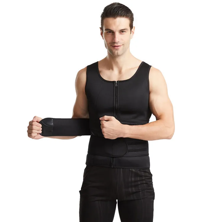 Amazon hot neoprene large size waist tight back fajas para hombres burst sweat fitness corset sports shapewear for men