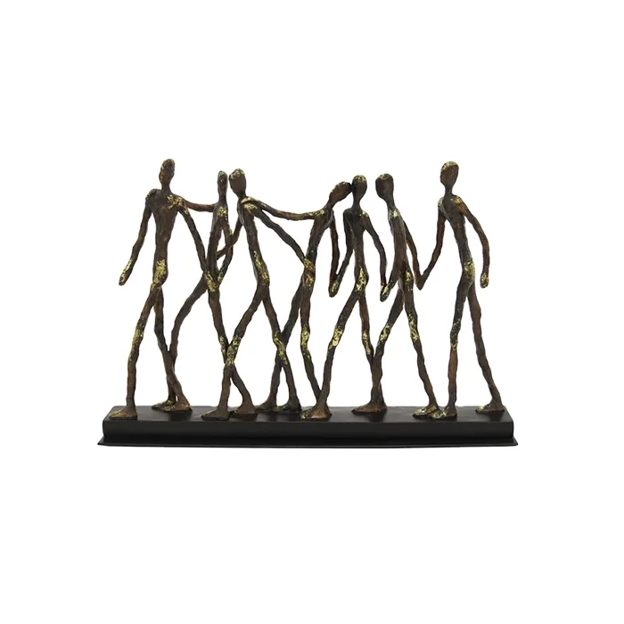 Modern Metal Art Abstract Resin 7 Friends iron Statue Antique Bronze Figurine teamwork cooperation Sculpture