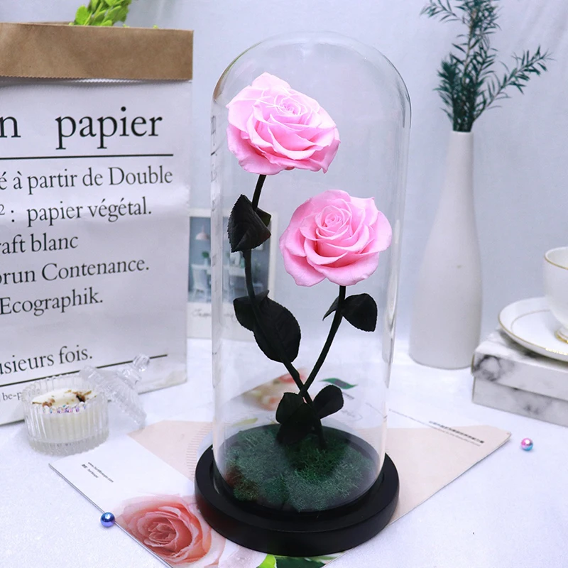 Eternal Rose Preserved Flower Luxury Novelty Gift Valentines Day Real Touch Wholesale Red Preserved Forever Roses in Dome Glass