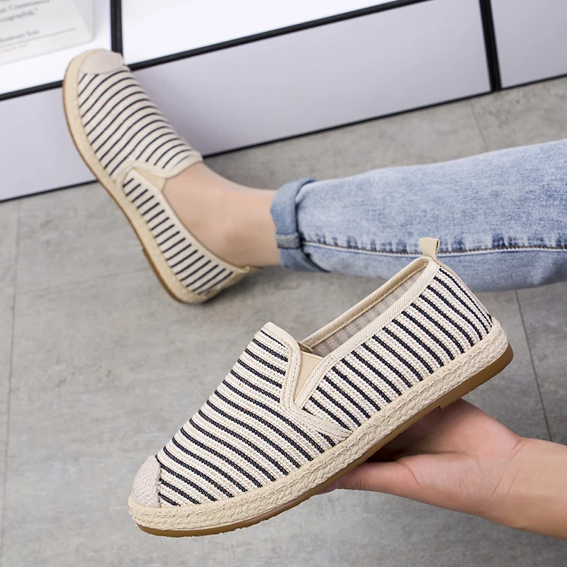 Fashion Espadrille Striped Casual Flat Ladies Flat Shoes