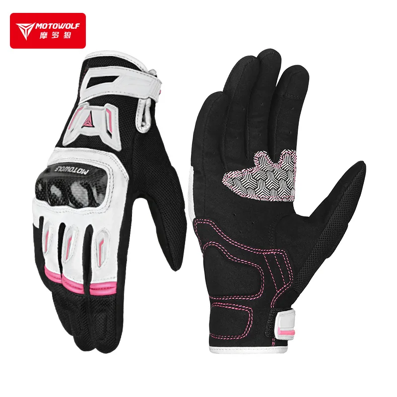 Motorbike breathable riding gloves for female carbon fiber protection women gloves