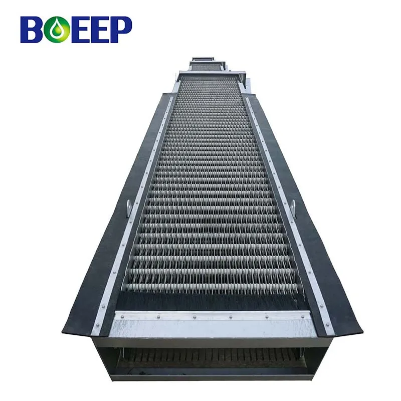 wwtp mechanized motorized wedge wire coarse fine flat reciprocating multi-rake trash bar screen separator for culvert