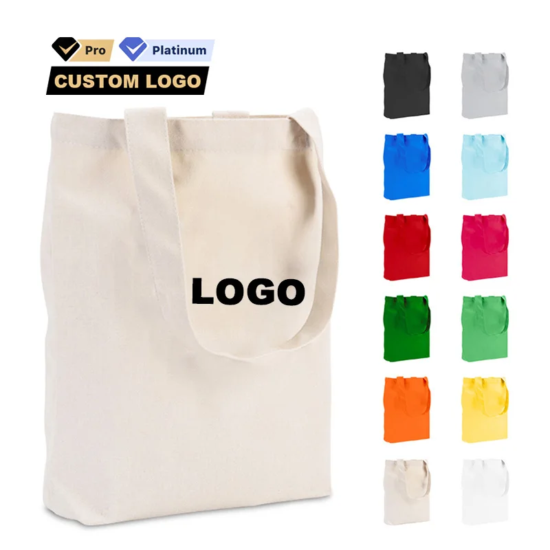 Factory wholesale custom large blank plain cotton canvas shopping bag tote bag with custom printed logo