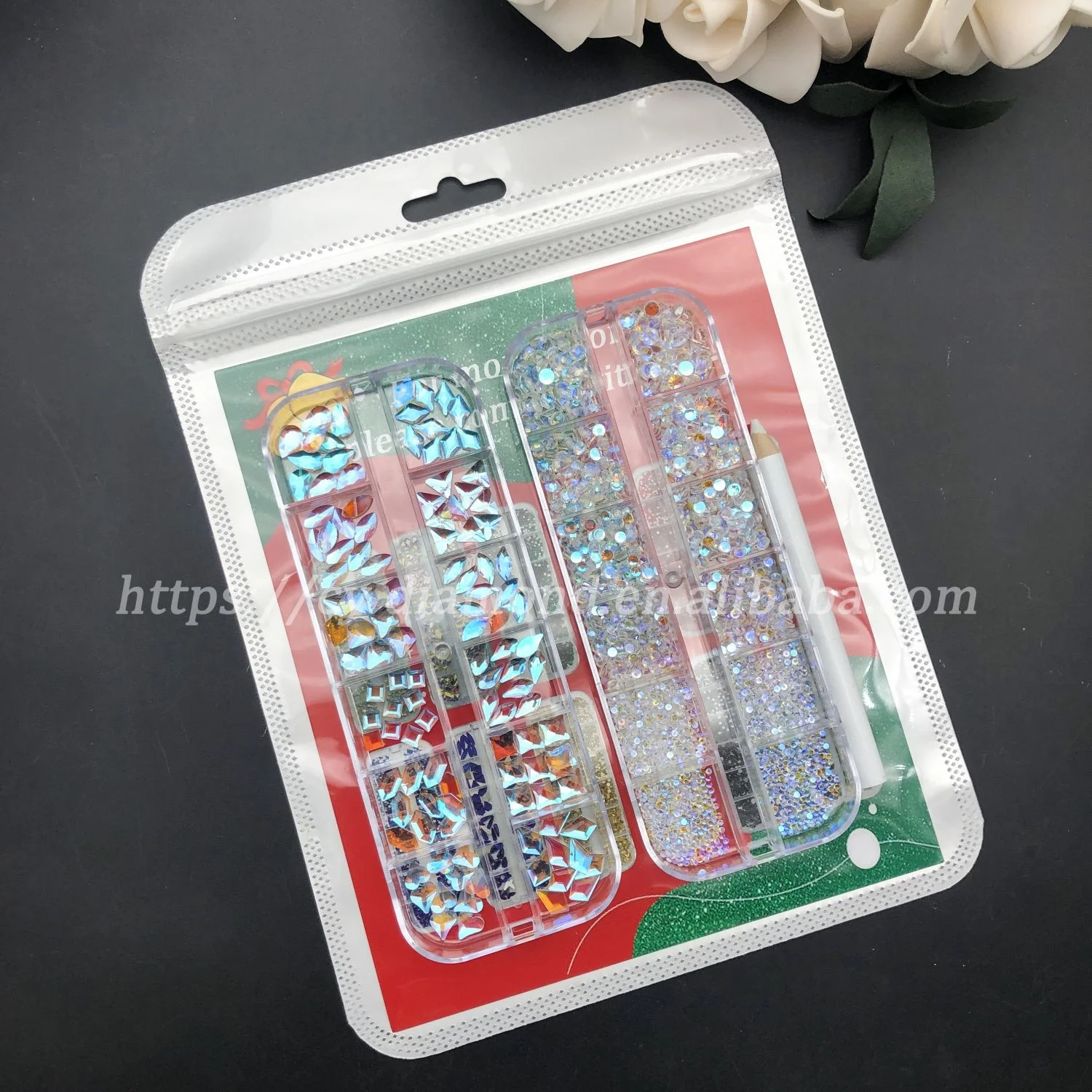 CY 12 Grids/Set Rhinestones Nail Art AB Color Crystal Kit Decoration Nail Diamonds