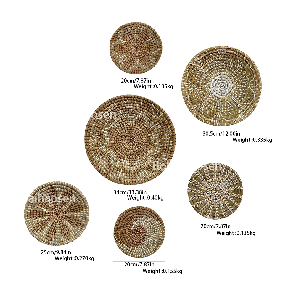 Natural Handwoven Rattan Seaweed Boho Hanging Baskets Decorative Tray Decor Seagrass Fruit Basket Christmas In Stock