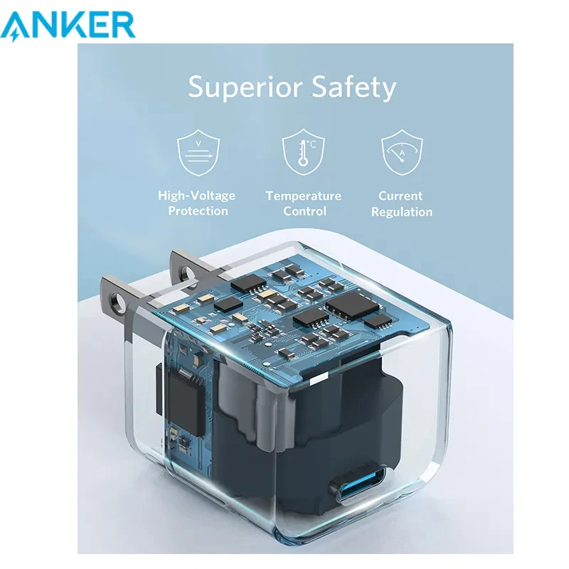 Original Anker PowerPort III 20W Cube Fast USB Type C Charger Foldable Plug The Powerful Foldable Charger for Phones Tablets