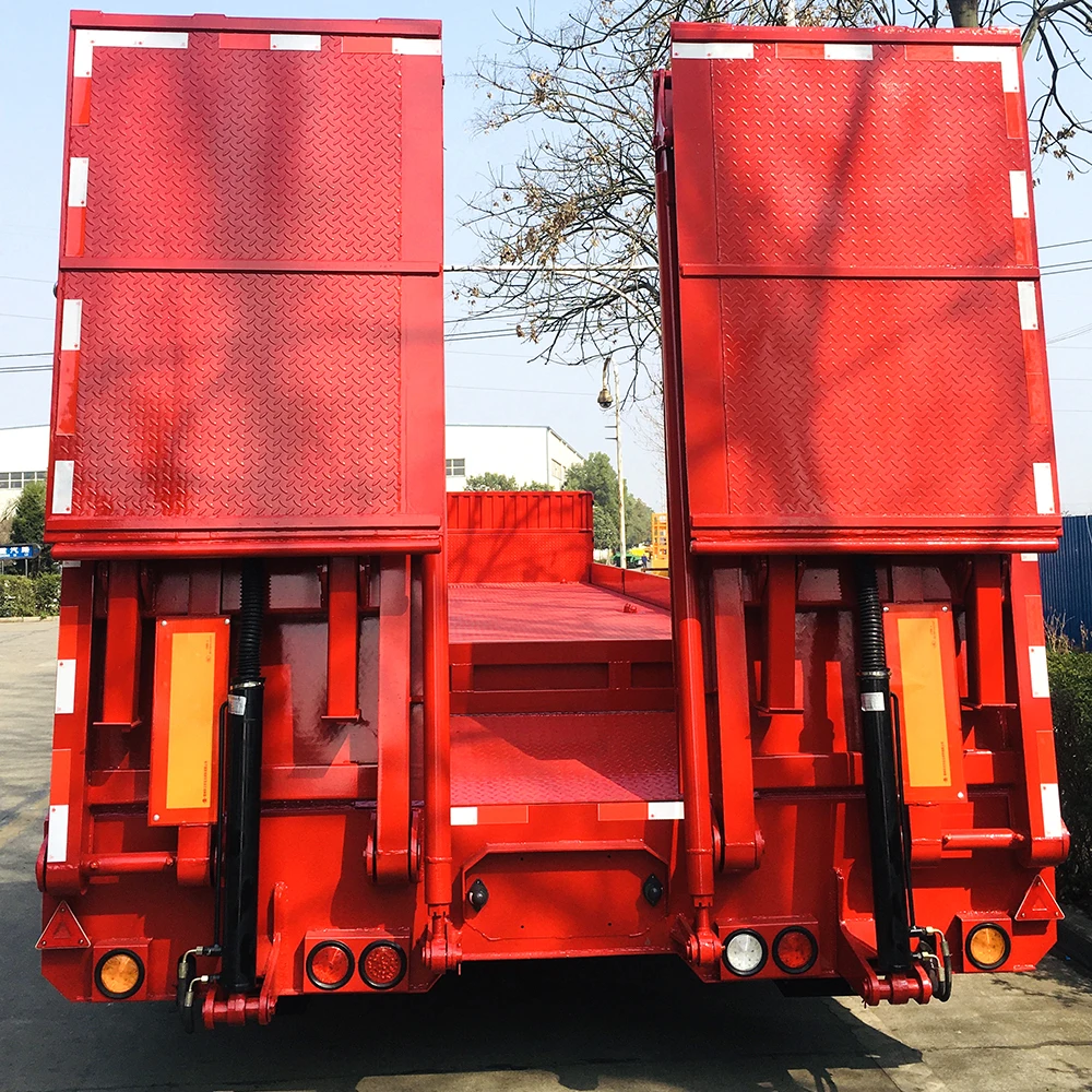 CIMC HUAJUN 3 Axle Low Bed Semi Trailer with Hydraulic Ramp