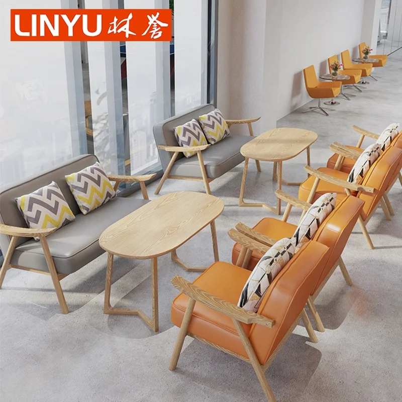 Корейский и японский шезлонг из искусственной кожи и массива ясеня для кафе, молочного чая, магазина, магазина, ресторанной мебели