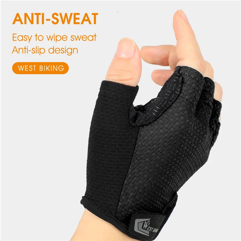 WEST BIKING Wholesale Dirt Bike Motorcycle Fingerless Training Fitness Anti Vibration Cycling Gloves Gym Unisex