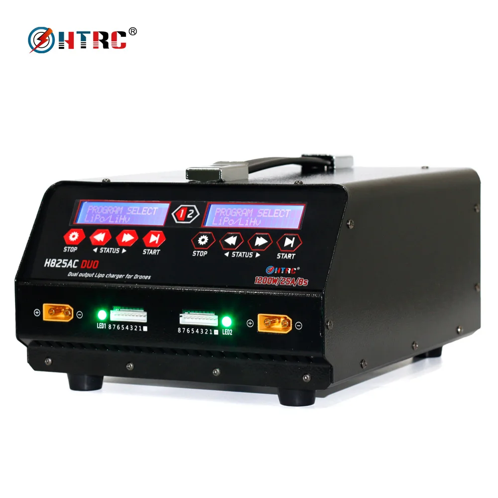 HTRC H825AC DUO 1-8s Lipo/Lihv Battery Balance Charger 1200W 25A Dual Output for Drone RC Toy Lipo Battery Balance Charger