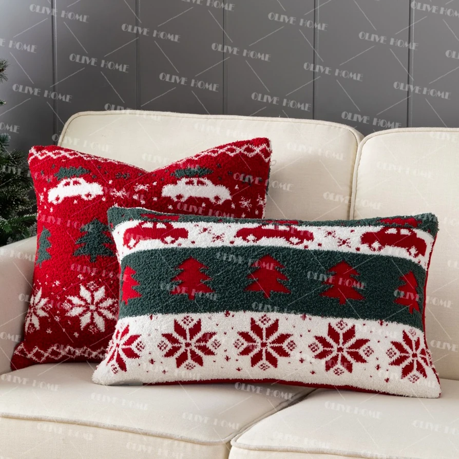 Мягкая декоративная вязаная Рождественская наволочка для дивана домашний декор свитер с двойным кабелем квадратный теплый чехол подушки 20x20 дюймов