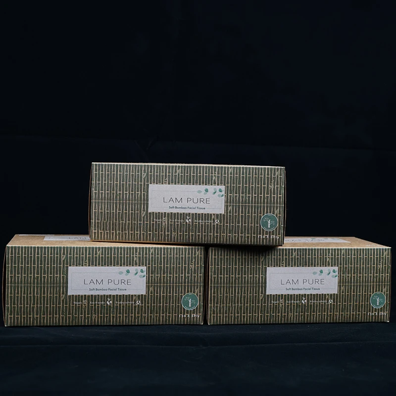 Lampure Newly Designed Box white Bamboo Facial Tissue 3Ply Can Be Customized