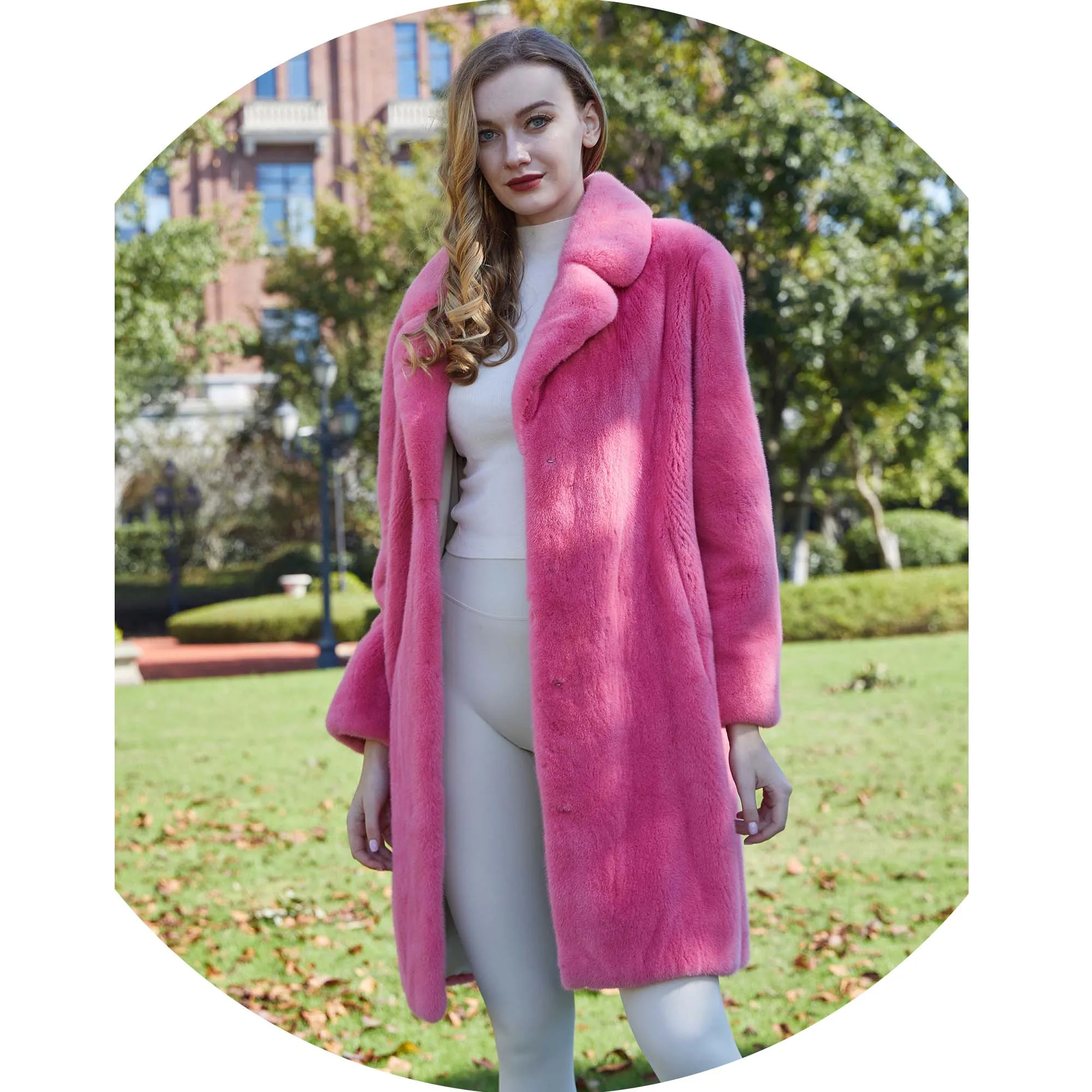 New Arrival Full Skin Women Long Real Mink Fur Jacket Coat