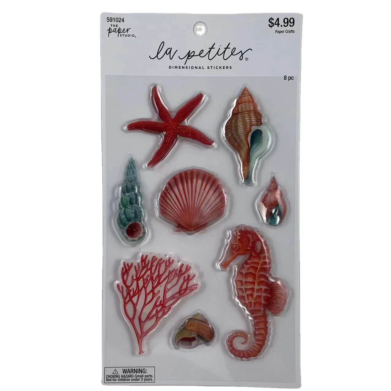 Lovely customized sea horse & shell & sea snail shape epoxy sticker 3D stickers