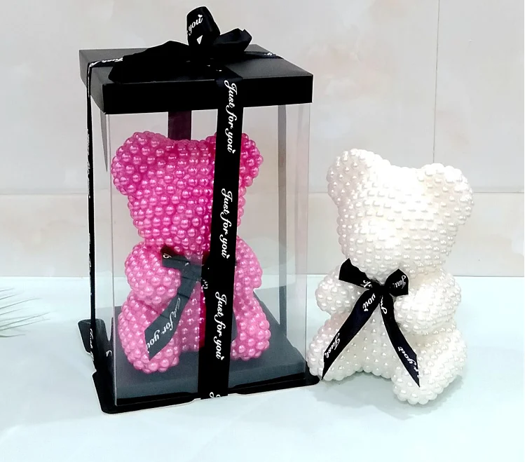 2021 The factory wholesale hot sale pearl bear rose pearl teddy bear for Christmas