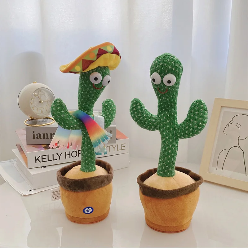 Hot Sale Cute Stuffed Flowerpot Twisting Dancing Cactus Doll Talking Singing Music Dancing Cactus Plush Toy