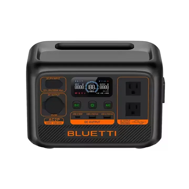 Bluetti AC2P Портативный электрический генератор солнечной энергии 230.4Wh 300 Вт черная маленькая электростанция