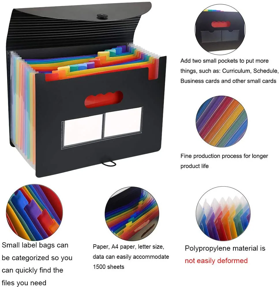 12 карманная расширяющаяся папка Большая пластиковая A4 для документов