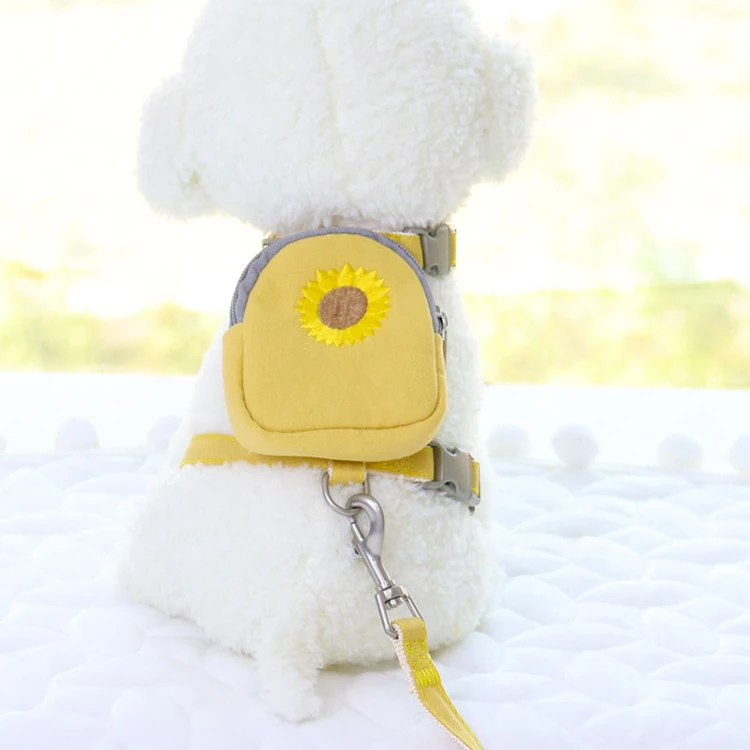 New Fashion Korean Style Cat Traction Rope Small And Medium Pet Traction Embroidery Backpack Dog Chest Harness Pet Supplies