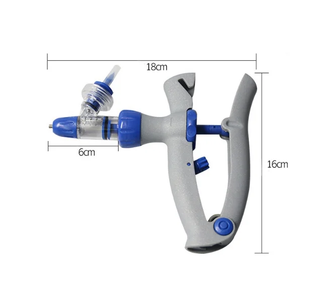 Continuous syringe, automatic adjustable veterinary syringe for pigs, cattle, sheep