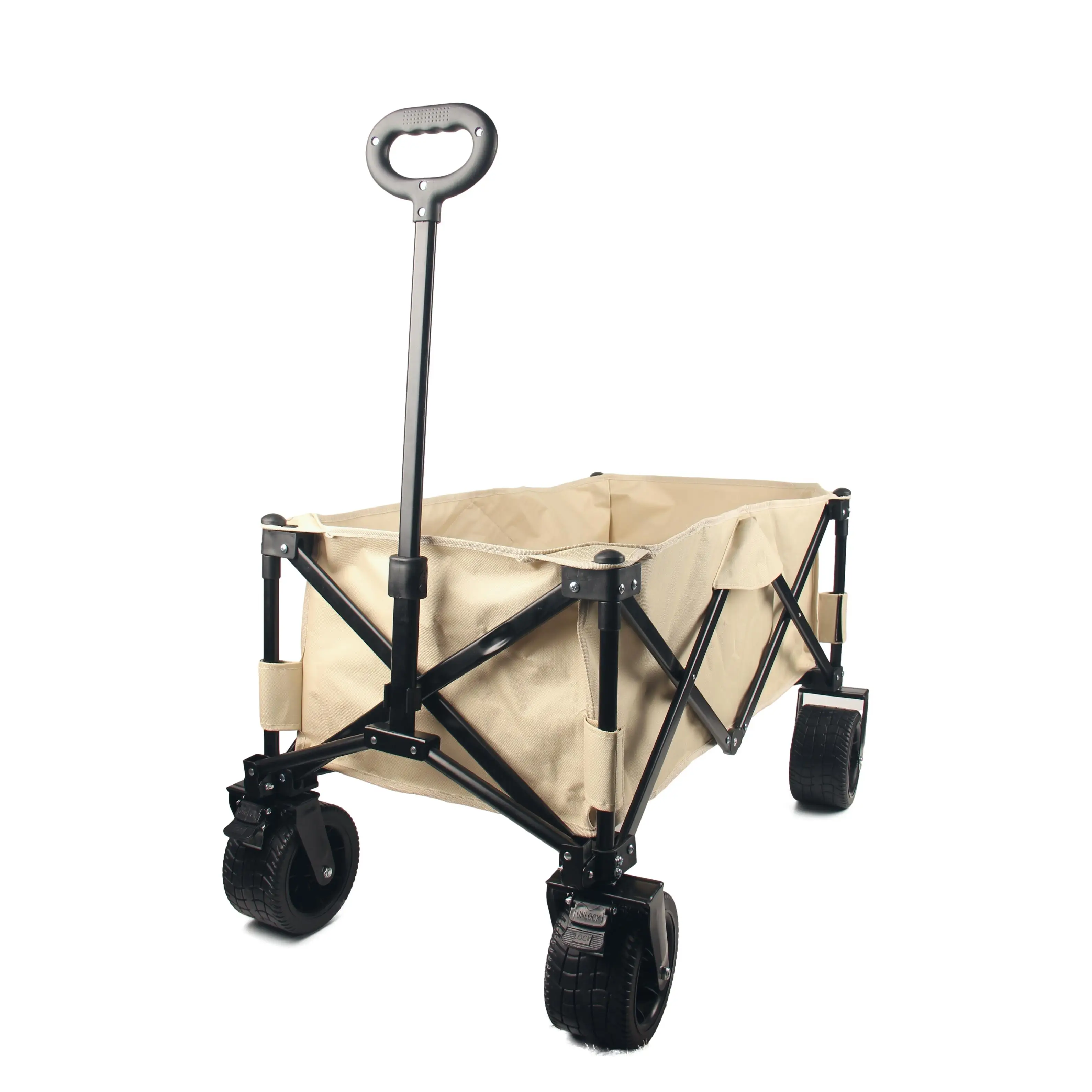 Essential camping wagon outdoor cargo cart 330 LBS load bearing 150L capacity big wheel PVC for beach easy folding carry out