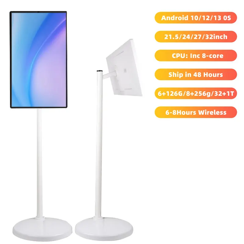 24 inch Portable Tablet Tv,HD Live Streaming Machine Smart TV Touch Screen WIFI Lcd Monitors With Built-in Battery Moveable TV