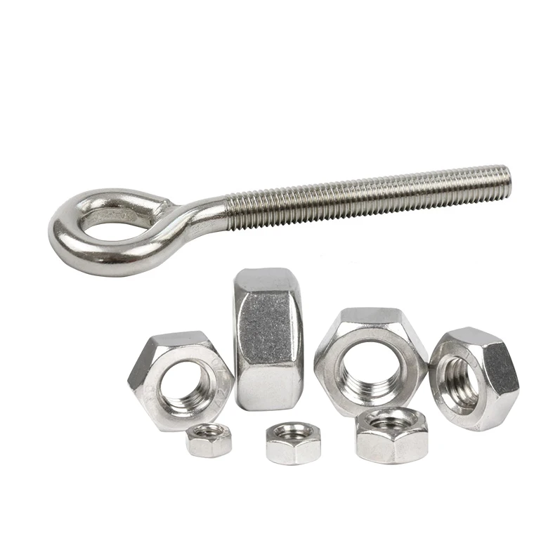 DIN444 Full threaded 304 stainless steel eye bolt M5 M6 M8 M10 M12 with nut