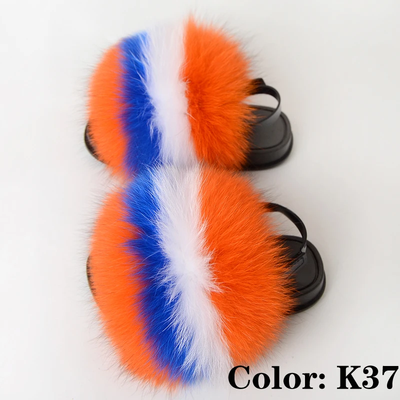 
Children Summer Shoes Furry Fashion Luxury Plush Outside Fluffy Fur Slides Kids Sandals Slippers With Strap 