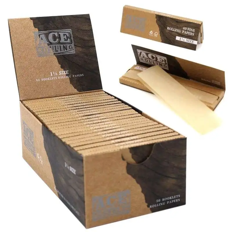 Wholesale Slow Burning 100% Natural Arabic Gum Unblenched Wood Pulp Brown Rolling Paper Kingsize  Smoking Rolling Paper