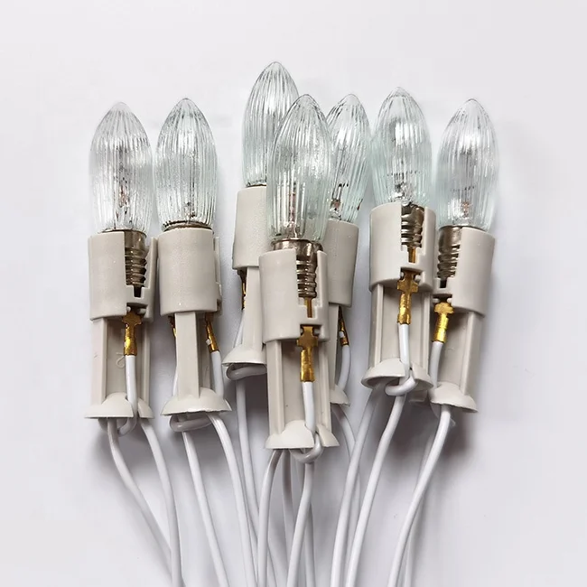 LED Filament Christmas Light Replacement Bulb 0.2W 8V-55V Miniature Candle Lamp C6 Striped Glass E10 Bridge Light Spare Bulbs