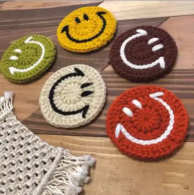 Cat Butt Coasters Funny Drink Mat Handmade Crochet Cup Coaster Absorbent Coasters for Home Office Decor