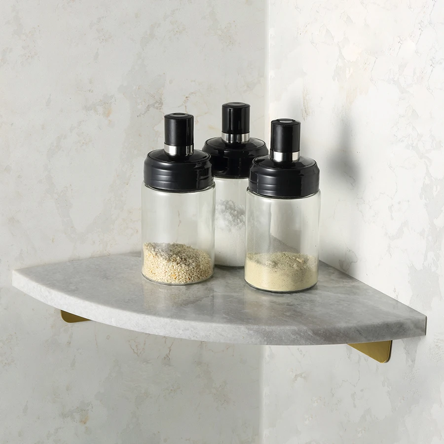 Wall Mounted Natural Stone Triangle Storage Rack Marble Corner Shelf Bathroom Triangle Shelves Shower Corner Shelf