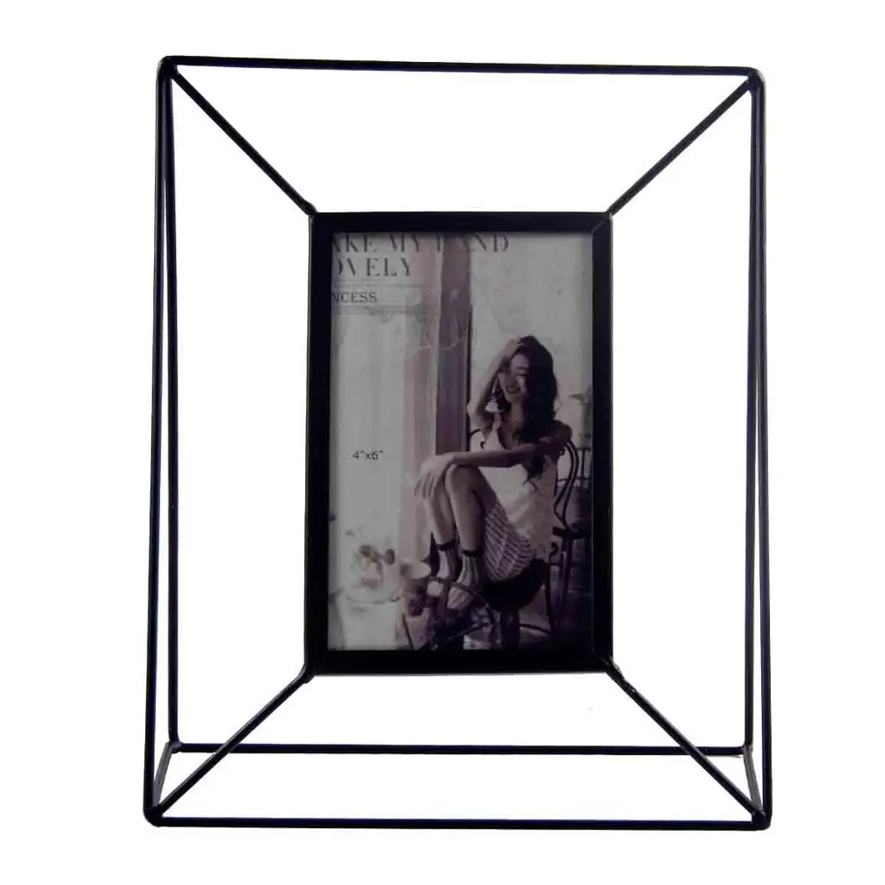Cheap price black iron wire metal rectangle decoration table picture photo frame for home decor