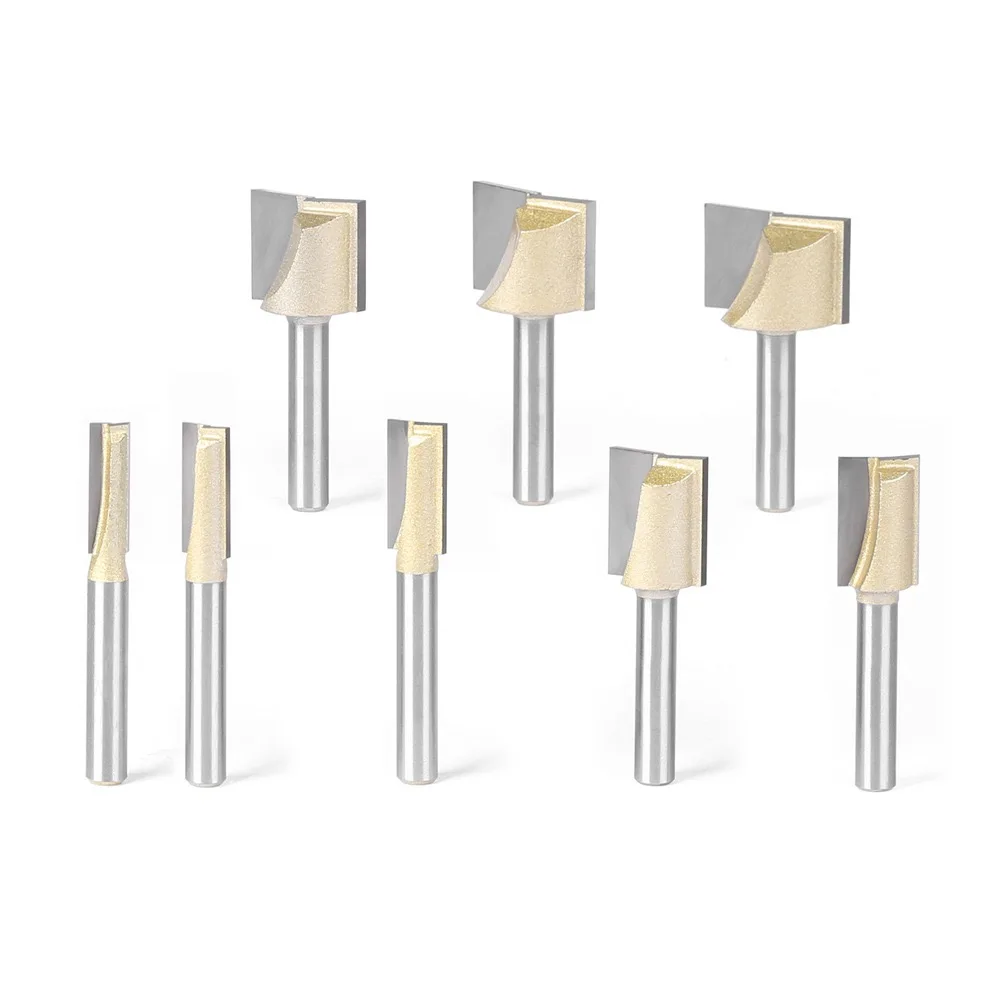 1pc 1/4 1/2 Shank Cleaning Bottom Router Bit Straight Bit Carbide Milling Cutters Woodworking Power Machine Wood Cutting Tool