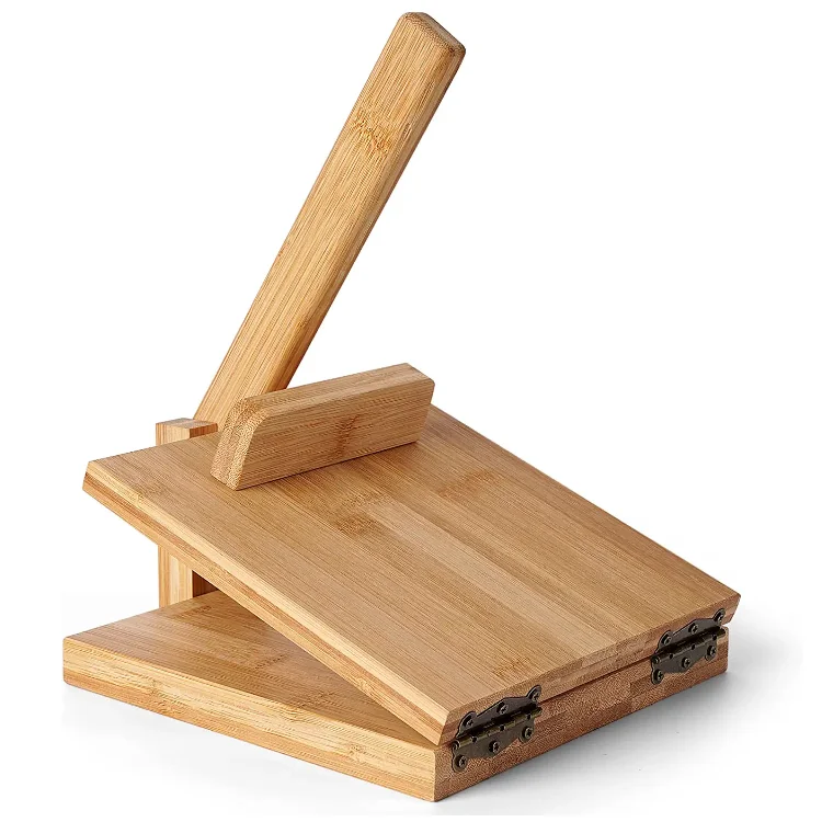 QUAWE Bamboo Wood Corn Tortilla Press Maker Mexican Tortillera Presser Dough Dumpling Pressing