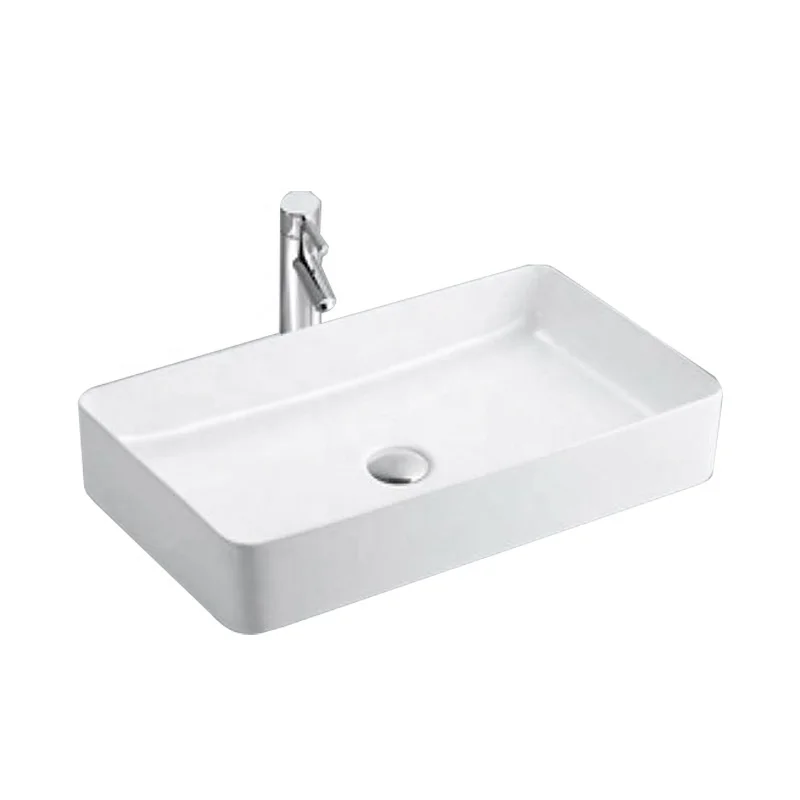 Customized wholesale cheap modern countertop wash basin white porcelain rectangular round container sink ceramic bathroom sink
