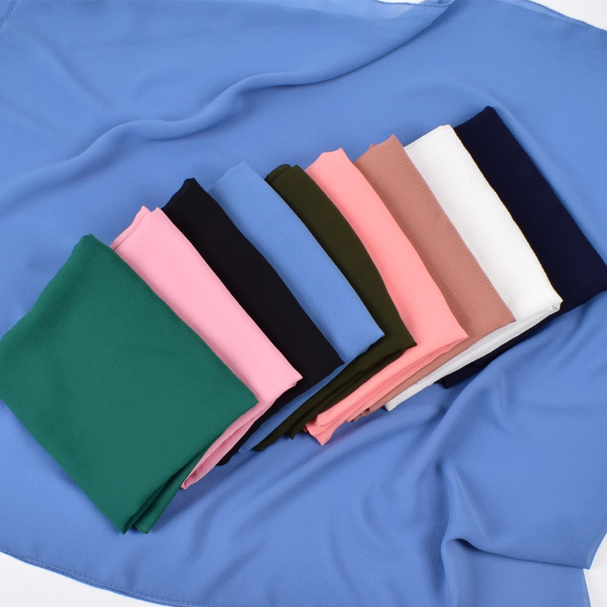 Muslim Chiffon Hijab Shawls Scarf Women Solid Color Head Wraps Women Hijabs Scarves Ladies natural wrinkle  Muslim Veil