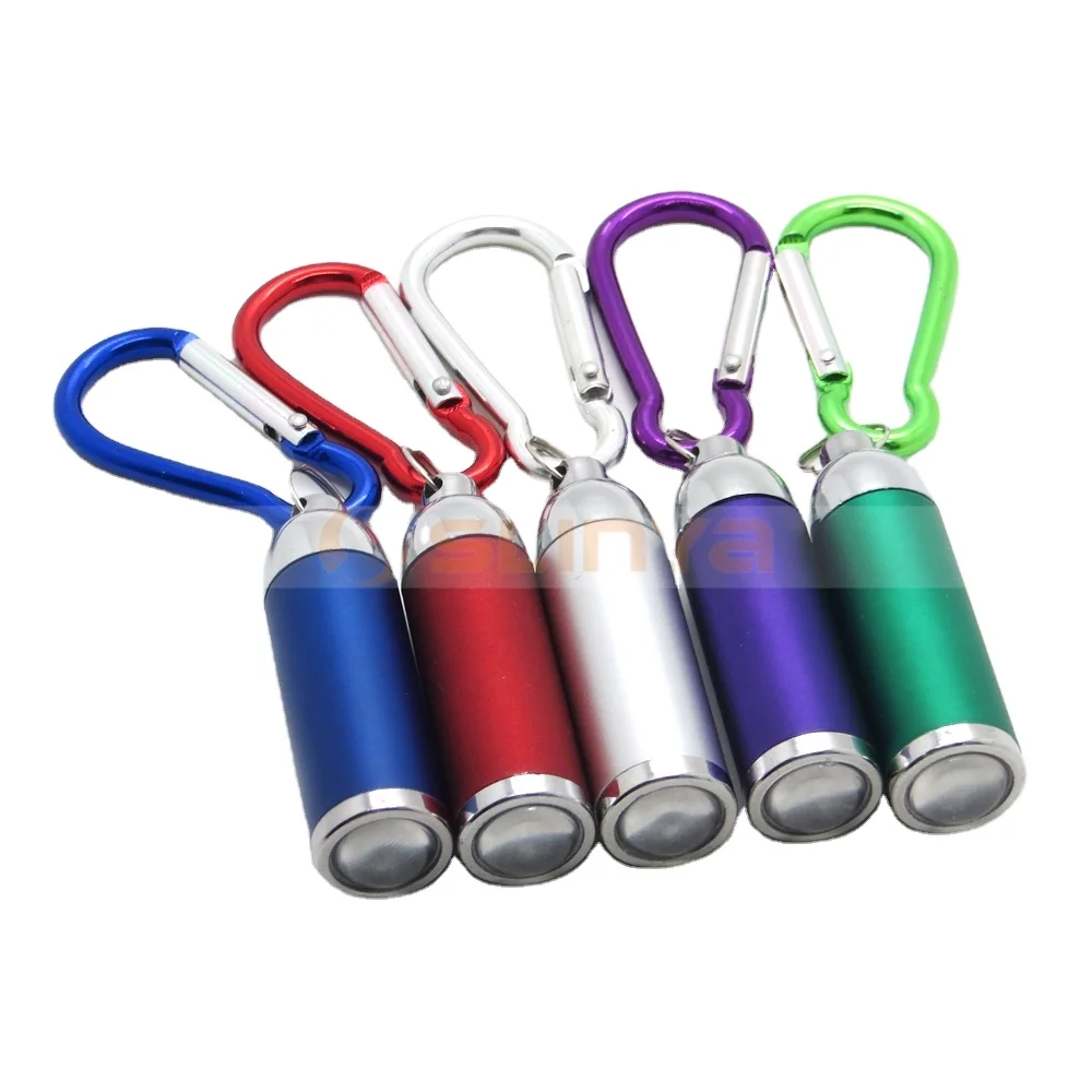 Mini LED Focus Flashlight Torch Carabiner Keychain Aluminum Round Lamp