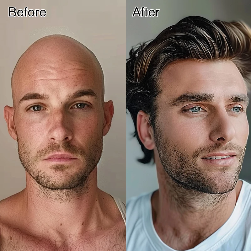 EMEDA Лучшая распродажа натуральный тонкий с инъекцией волос мужской парик