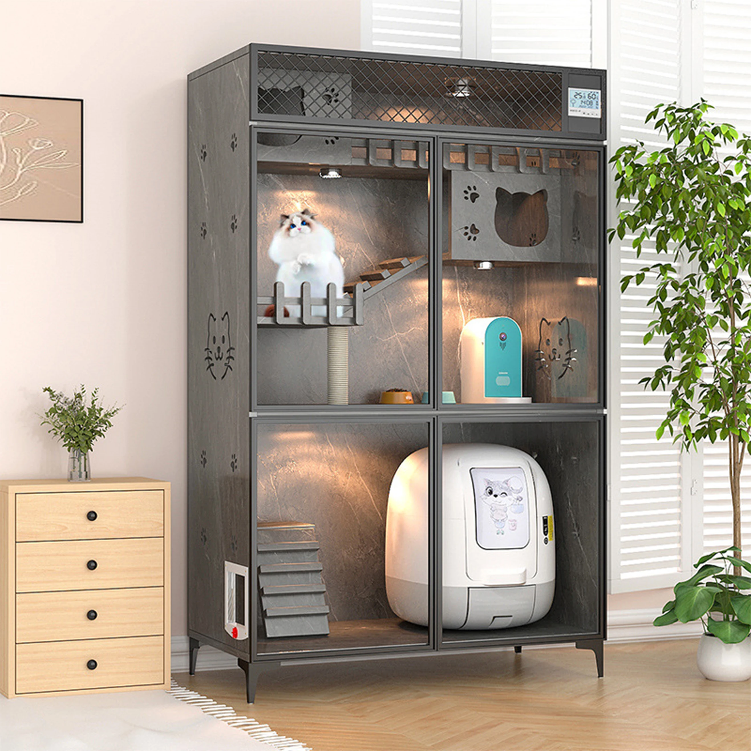 Стойка для скалолазания с колесом для кошек из массива дерева, многоуровневый дом для котят, серый клетка для котенка на заказ, оптовая продажа