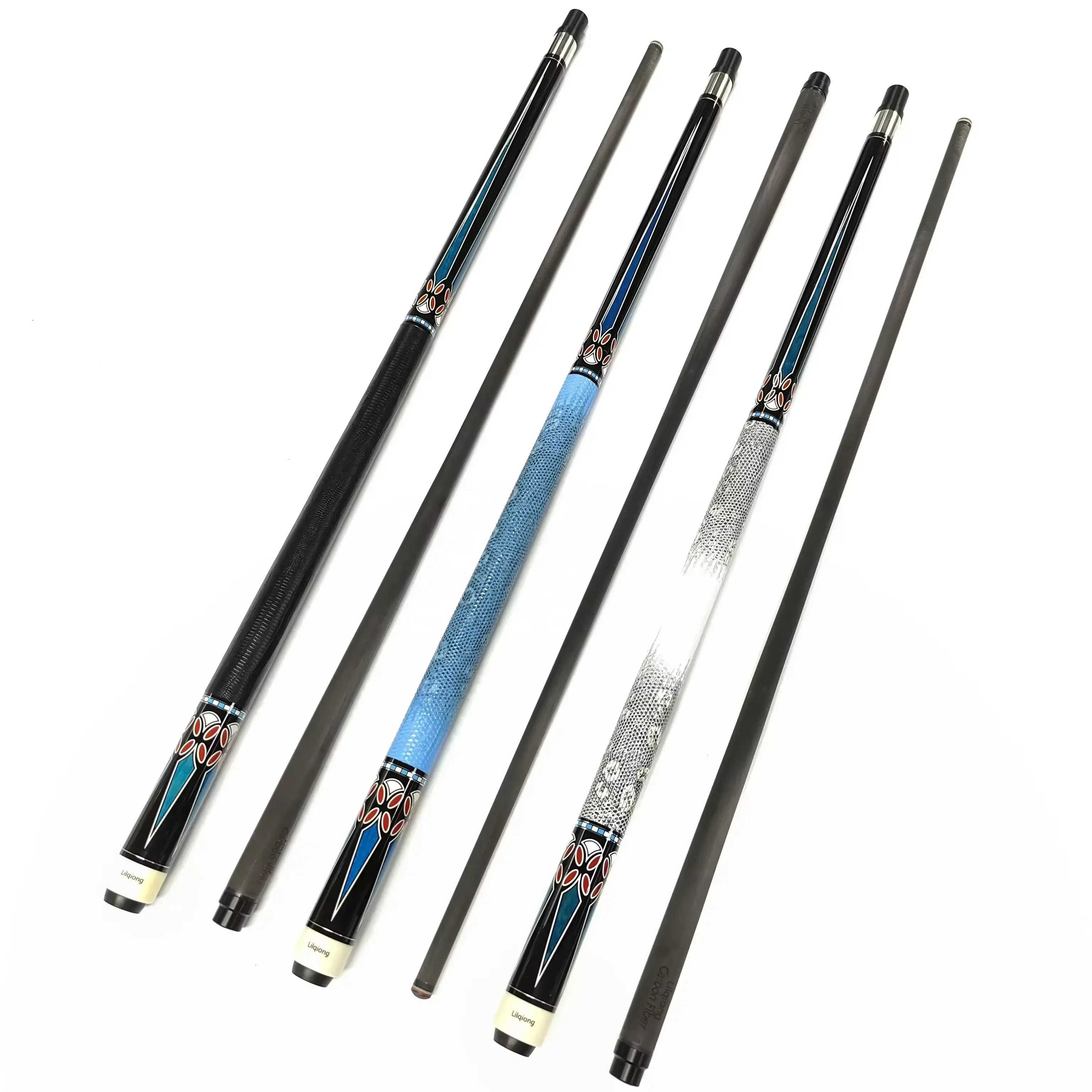 Hot Sell Genuine Carbon Fiber Shaft Leather Grip 12.5mm 1/2 Billiard Pool Cue With Extension